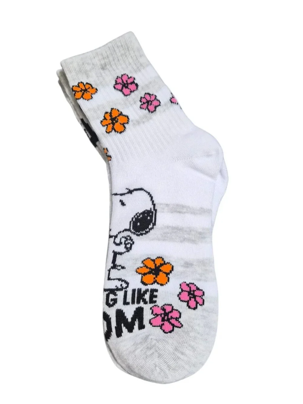 2-Pk Peanuts Womens Mid Crew Mom Socks Size 9-11 Fits Shoe Size 4-10 Lightweight